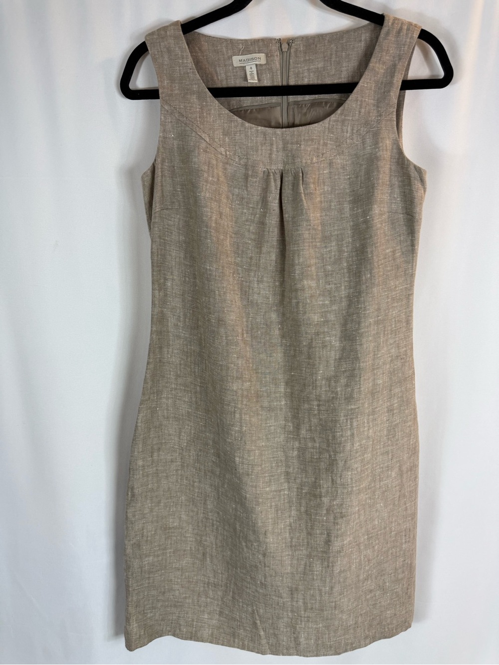 Madison Beige 100% Linen-Sleeveless Sheath Dress size:4